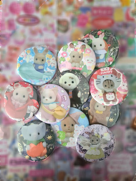 Forest Creature Critter 58mm Decoupaged Sticker Badges!