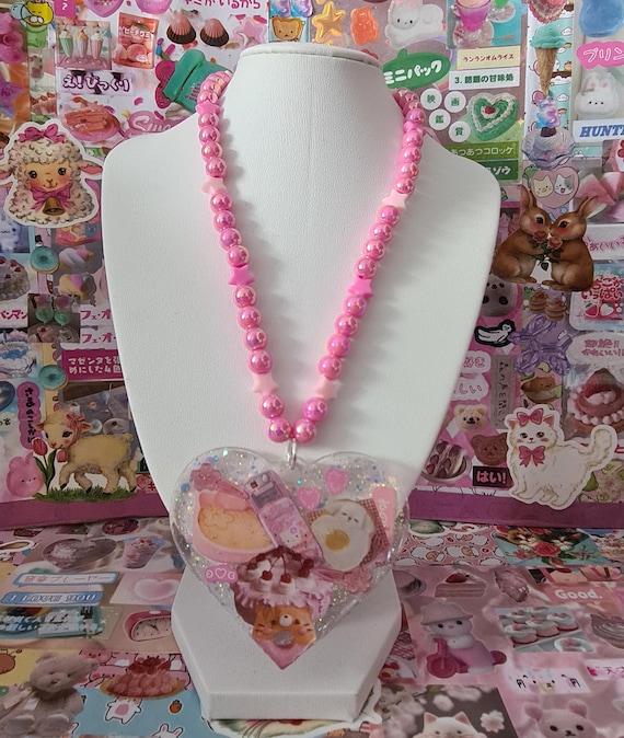 Juminocore Collage Heart Beaded Necklace!