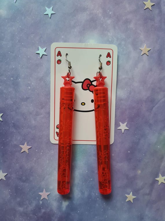 Red Bubble Wand Earrings!
