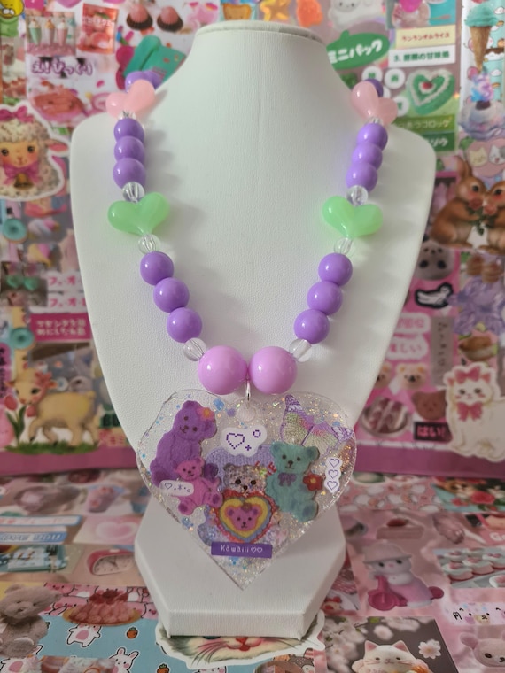 Juminocore Collage Heart Beaded Necklace!