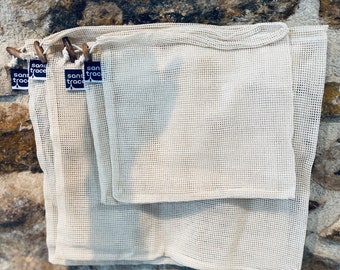 Set of 4 mesh bags size M and L in organic cotton