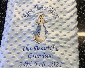 Baby Boys’ Personalised Peter Rabbit Blanket Gift