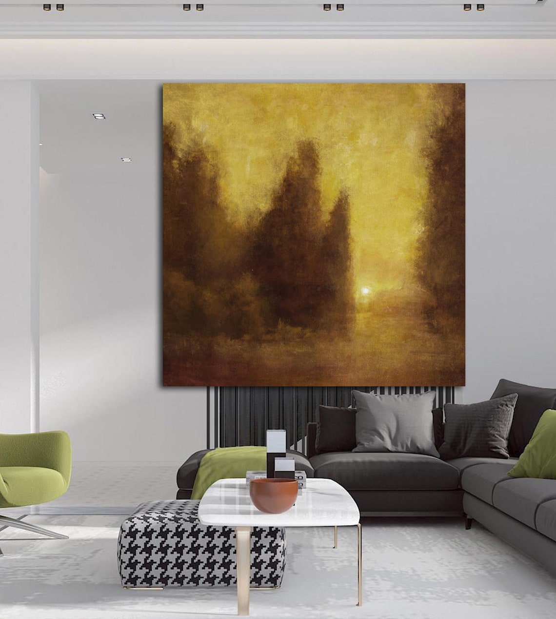 Gold Sunrise Painting on CanvasLarge Gold Sunset Wall Art Etsy