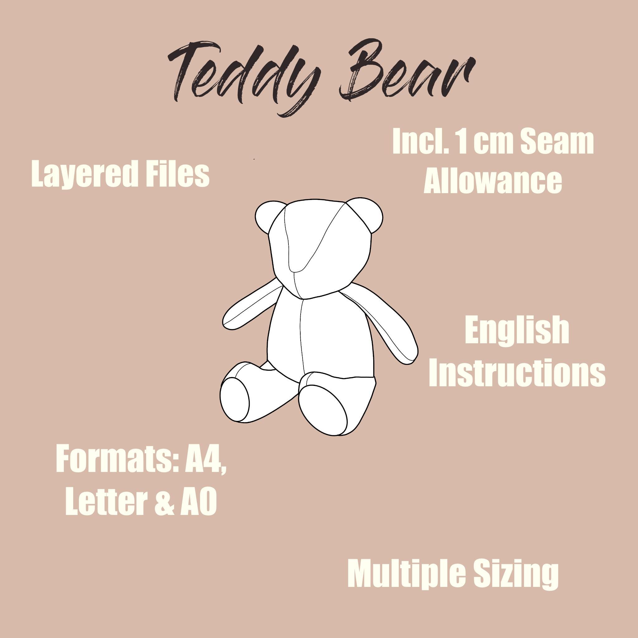 Teddy Bear Sewing Pattern PDF | 23-71 Cm (9-28”) | Plush Toy Pattern ...