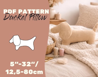 Dachshound | Dachshund Sewing Pattern PDF | 12.5-80 cm (5-32”) | Plush Toy Pattern | Layered A0 A4 Letter | Beginner Friendly | Pillow