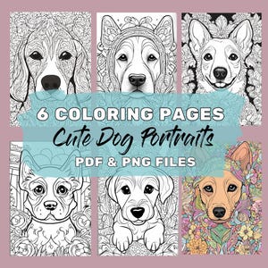 COLORING PAGES - Dogs | Digital Download | Pdf and png | Printable - iPad Friendly | Instant Download | instant download | cute animals