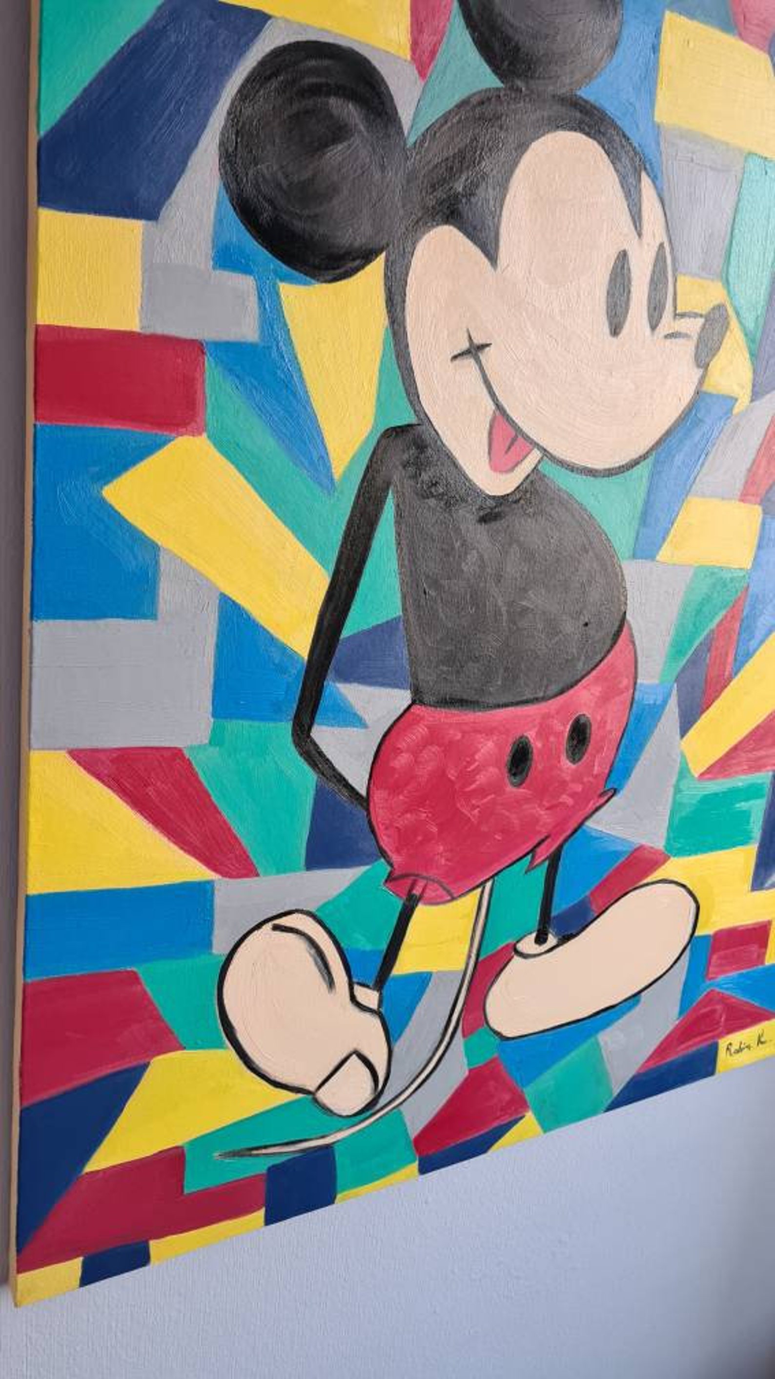 Oil Painting Mickey Mouse .original Oil Painting.colorful Etsy