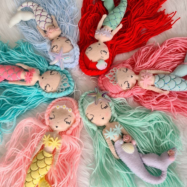 Mermaid doll, mermaid nursery decor, under the sea, felt mermaid, mermaid theme, girls birthday gift, baby shower gift, girls room decor