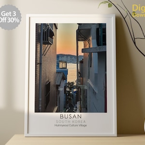 BUSAN Reisefoto, Huinnyeoul Kulturdorf, Color & Grau Poster, Stadtbild, Südkorea