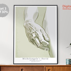 Sculpture Art Poster, Wall Art Print, Home Deco, Michelangelo&#39;s David, Michelangelo Buonarroti