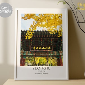 YEONGJU Travel Photo, Buseoksa Temple, Color & Gray Poster, Cityscape, Korea