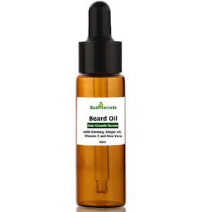 Natural Eco friendly 100% organic Beard & Moustache oil with Aloe Vera, Ginseng, Jojoba, Rosemary and Argan oils. Amazing results.