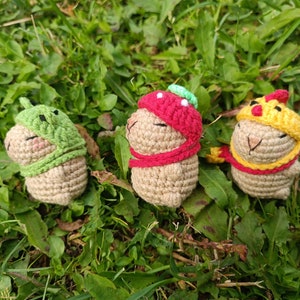 Crochet Capybara in Hat: Handmade Miniature Toy Car Accessory