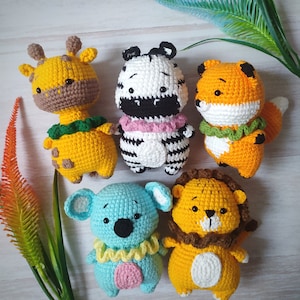 Crochet Zoo Animals: Handmade Stuffed Koala, Zebra, Lion, Fox, Giraffe
