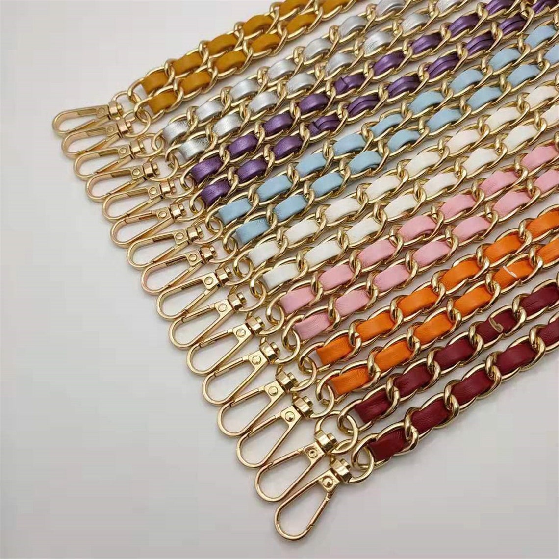 Gold Chain Bag Strap Leather Purse Chain Metal Shoulder | Etsy