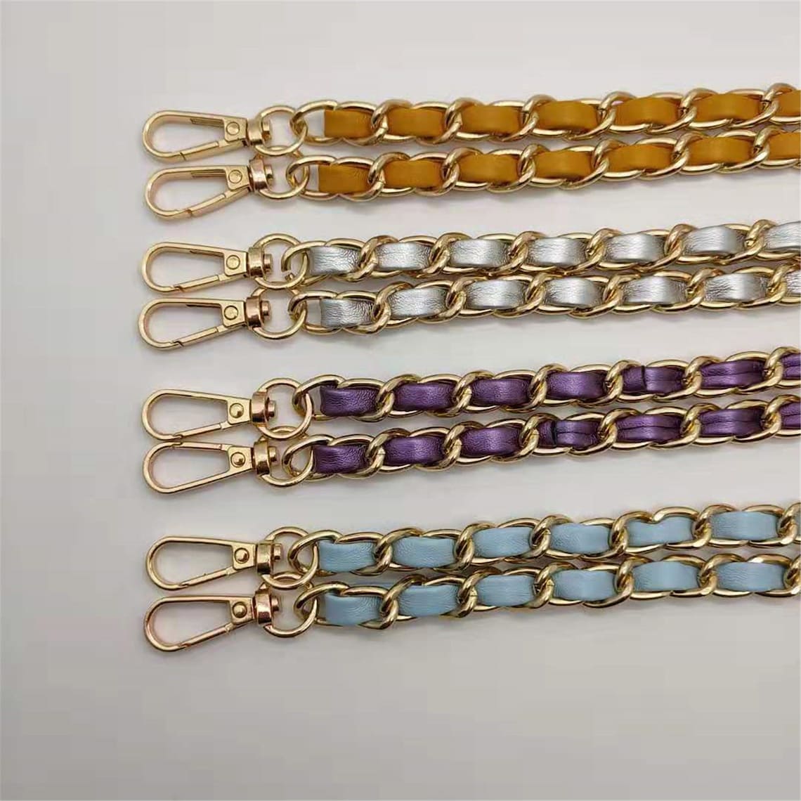 Gold Chain Bag Strap Leather Purse Chain Metal Shoulder Etsy
