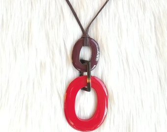 Buffalo horn pendant; Highly polishing pendant; Light weight; Adjustable cord [KR-001]