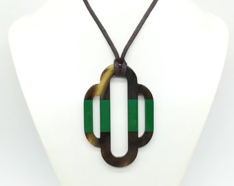 Buffalo horn pendant; Highly polishing pendant; Light weight; Adjustable cord [ATp-001]