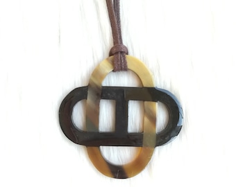 Buffalo horn pendant, Light-weight, Adjustable cord [DC-001]