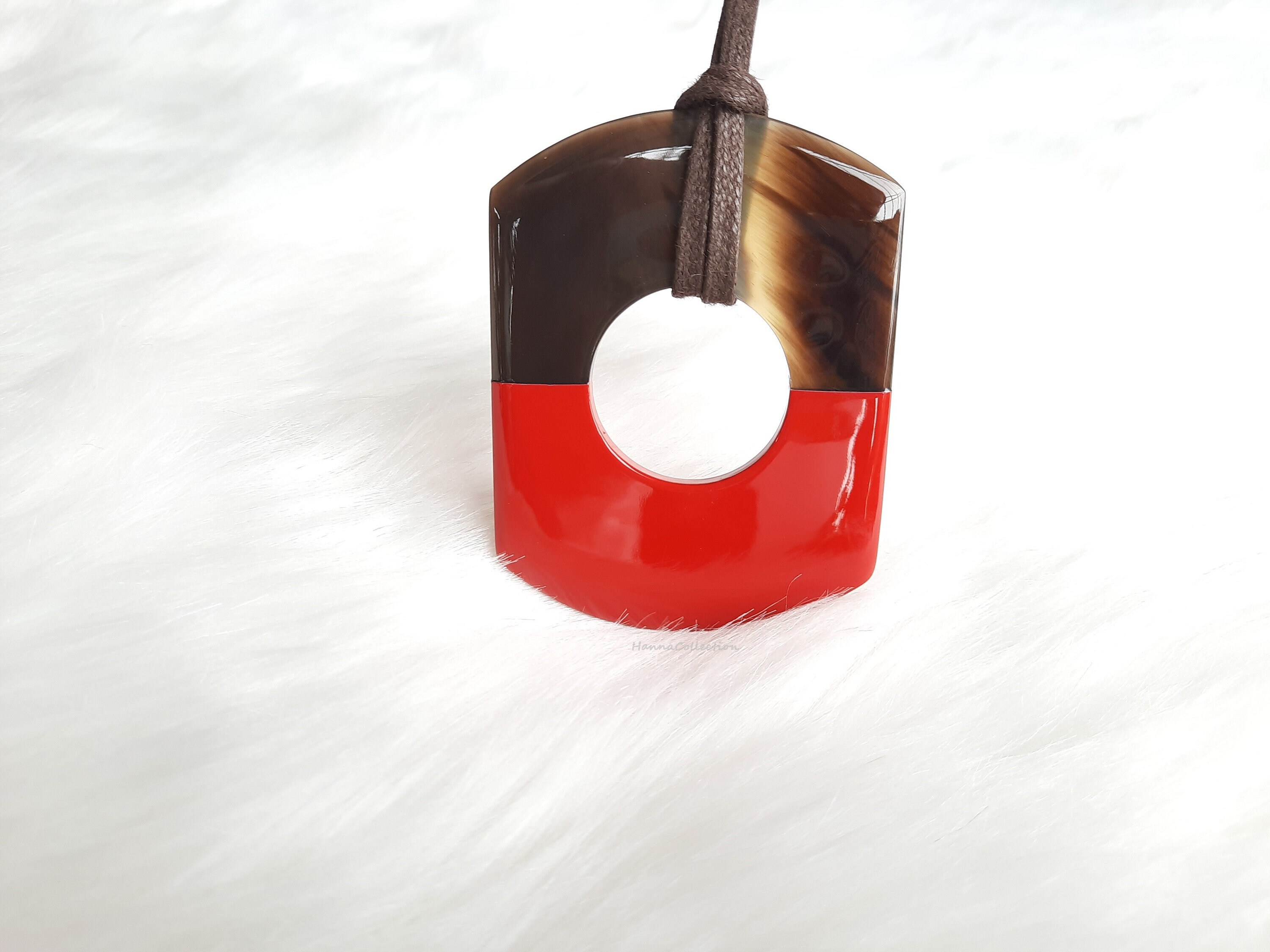 Buffalo horn pendant; Highly polishing pendant; Light weight; Adjustable cord [RE-001]