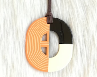 Buffalo horn pendant; Highly polishing pendant; Light weight; Adjustable cord [RX-003]