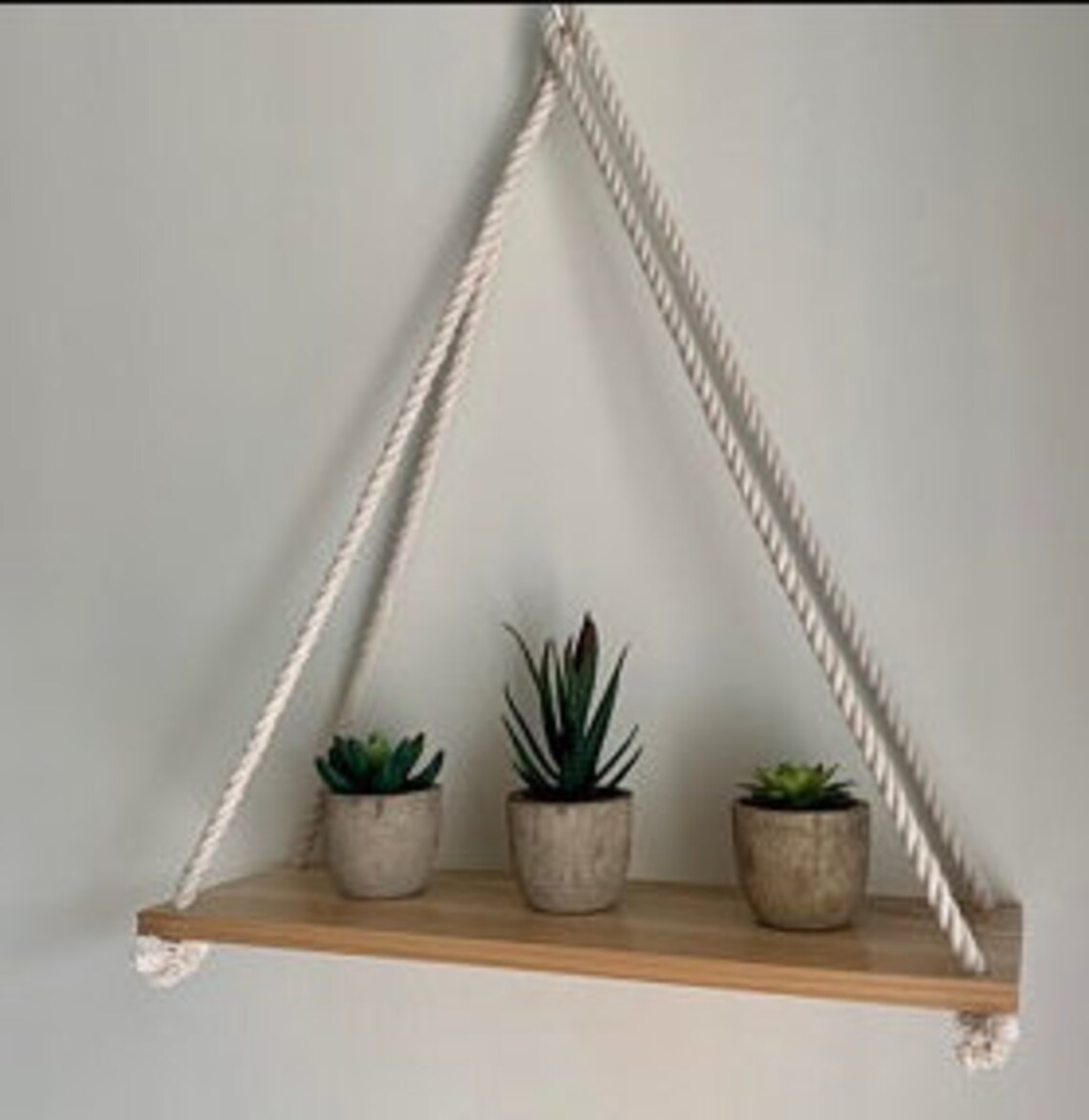 Hanging Shelves Rope Floating Shelf Set of 2 w/Hooks Wood Etsy