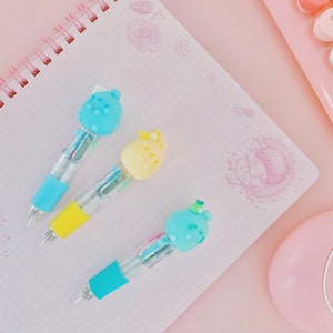 Mini Molang Bunny Press Pen - Stylo Kawaii - Fournitures de bureau et scolaires - Stylo à clic multicolore