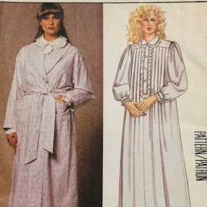 1980s McCall&#39;s 3323 Vintage Laura Ashley Belted Nightgown Petite Sizes 10-12
