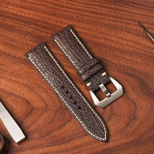 Bespoke Chocolate Brown Leather Watch Strap, Custom Watch Straps For Panerai, Tudor, Omega Seamaster, Oris Watches KT199