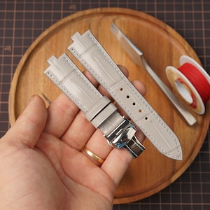 Bespoke Gray Leather Watch Strap, Custom Watch Strap 16mm 17mm 18mm 19mm 20mm 21mm 22mm 23mm 24mm KT244