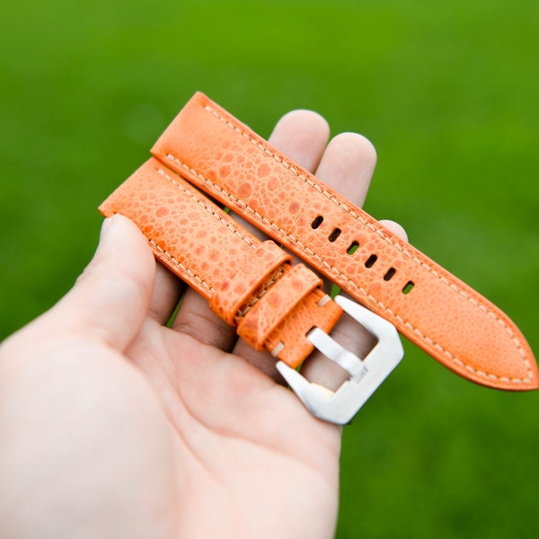 Bespoke Orange Toad Leather Watch Strap, Custom Watch Strap For Rolex, Grand Seiko, Omega, Panerai, Tudor, Breitling, JLC, IWC Watch KT16