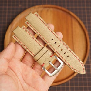 Bespoke Taupe Alran Leather Watch Strap for Oris Aquis, PRX 39.5mm 41.5mm 43.5mm 45.5mm 46mm