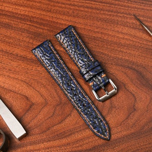 Bespoke Slim Navy Vintage Leather Watch Strap, Vintage Watch Straps For Longines, Omega Speedmaster, Grand Seiko, Breitling Watches KT196