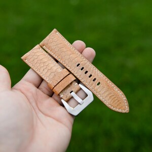 Light Brown Chicken Leg Leather Watch Band, Custom Vintage Watch Strap 10mm, 16mm, 18mm, 19mm, 20mm, 21mm, 22mm, 24mm, 26mm KT86