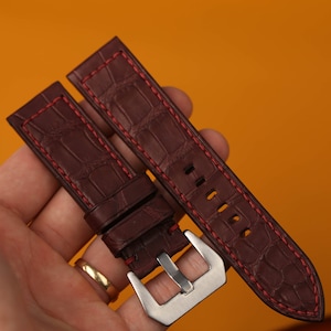 Burgundy Leather Watch Strap for 18mm, 20mm, 22mm, 23mm, 24mm, 26mm KT103