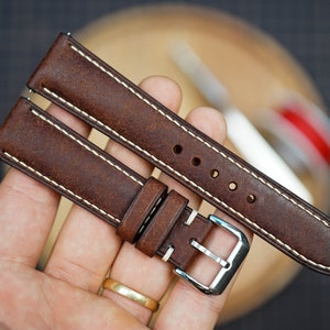 Bespoke Chocolate Brown Pueblo Leather Watch Strap, Vintage Watch Strap 16mm 17mm 18mm 19mm 20mm 21mm 22mm 23mm 24mm KT228