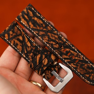 Bespoke Black Brown Exotic Leather Watch Strap for Panerai 20mm 22mm 24mm 26mm KT90