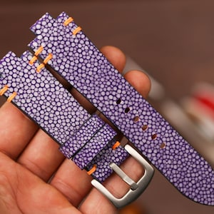 Bespoke Purple Stingray Leather Watch Strap For Oris Aquis Watches, Custom Watch strap Aquis 41.5mm 43.5mm 45.5mm KT251