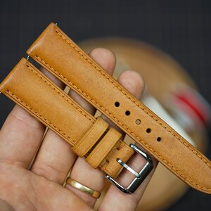 Bespoke Natural Pueblo Leather Watch Strap, Custom Watch Strap, Vintage Watch Strap, Handmade Watch Strap 19mm 20mm 21mm 22mm 24mm KT229