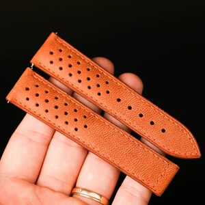 Bespoke Racing rally Cognac Cow Leather Watch Strap 16mm 17mm 18mm 19mm 20mm 21mm 22mm 23mm 24mm KT172