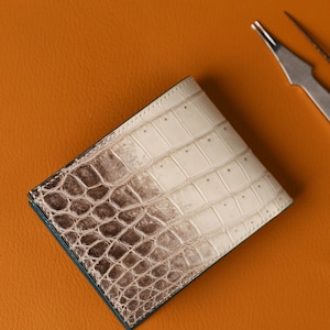 Cartera de cuero Himalaya a medida, cartera de cuero exótico de alta calidad, cartera personalizada para hombres con compartimento para monedas KT149