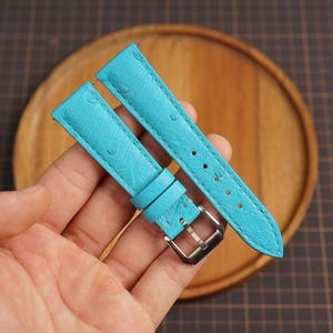 Bespoke Baby Blue Ostrich Leather Watch Strap 16mm 17mm 18mm 19mm 20mm 21mm 22mm 23mm 24mm 26mm