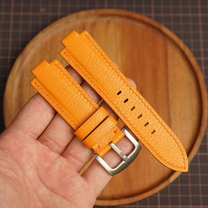 Bespoke Orange Alran Leather Watch Strap for Oris Aquis, PRX 39.5mm, 41.5mm, 43mm, 43.5mm, 45.5mm, 46mm