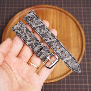 Bespoke Gray Exotic Leather Watch Strap 16mm 17mm 18mm 19mm 20mm 21mm 22mm 23mm