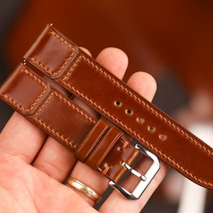Cognac Shell Cordovan Watch Strap, Vintage Watch Strap, Custom Watch ...
