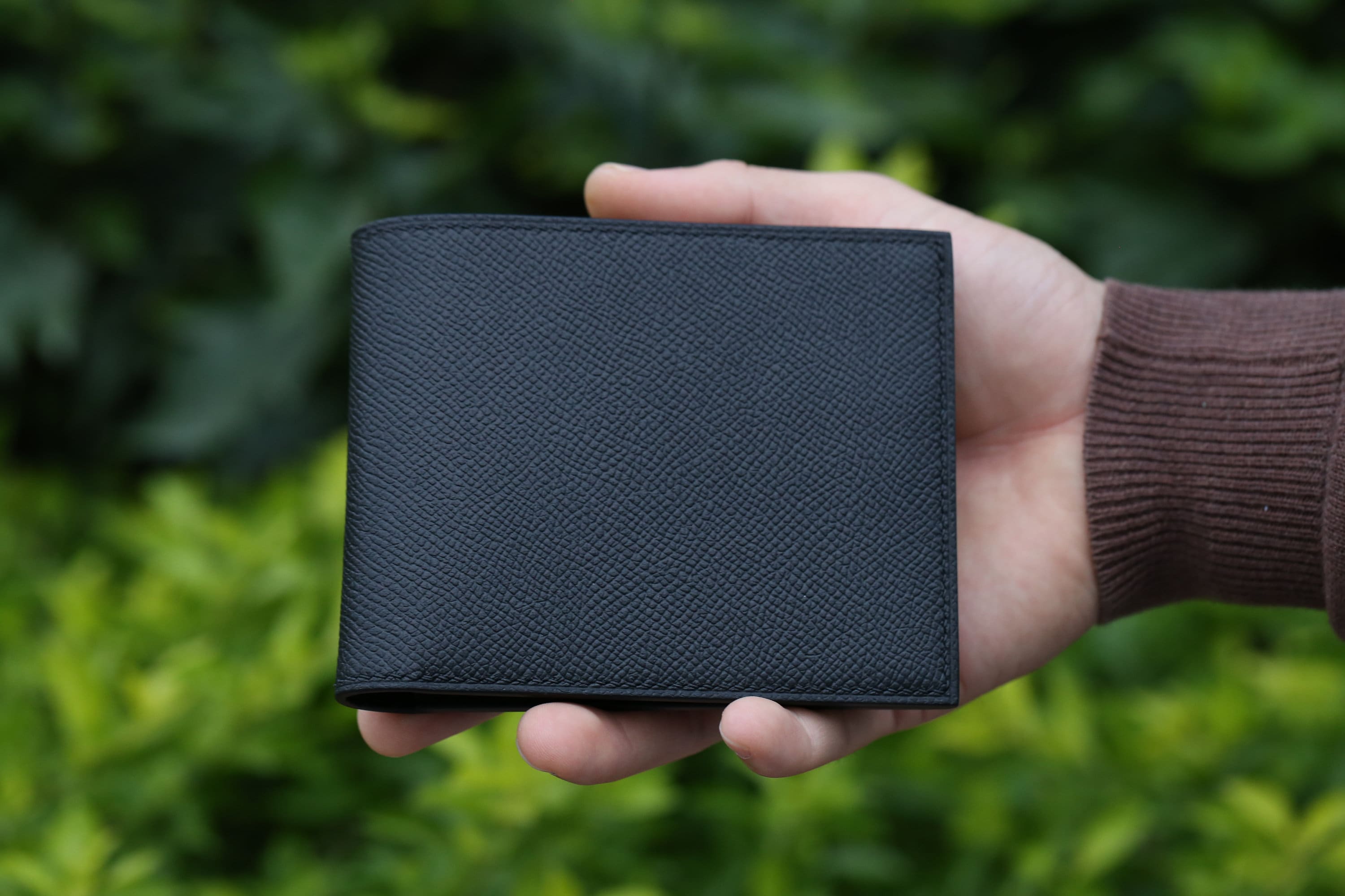Black Epi leather wallet, Handmade Calf leather bifold wallet for men WL242