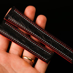 Bespoke Black Leather Watch Strap, Custom Watch Strap For Tag Heuer Monaco, Breitling Watches KT184