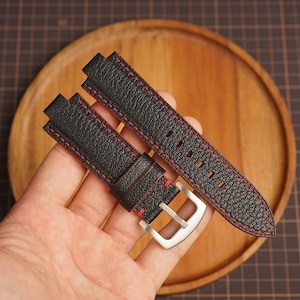 Bespoke Black Alran Leather Watch Strap for Oris Aquis 39.5mm, 41.5mm, 43mm, 43.5mm, 45.5mm, 46mm, Custom Leather Color