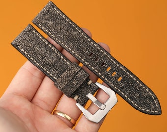 Grey Leather Watch Strap 24mm, 26mm, Panerai Strap, Omega Strap, Tudor Strap