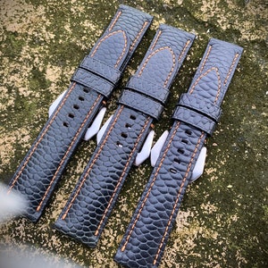 Correas de reloj de cuero de cola de castor negro genuino a medida para Omega, Tudor, Breitling, reloj Panerai, correa de reloj personalizada KT25